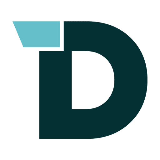 Client reference logo with teal geometric mark